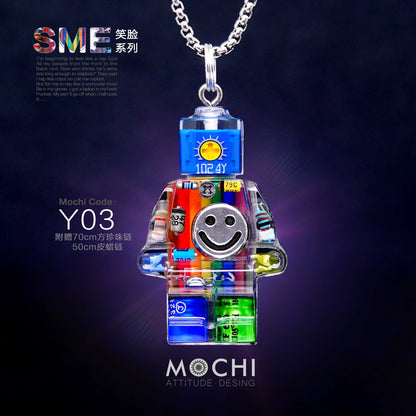 MOCHI steampunk robot pendant mechanical minifigure necklace