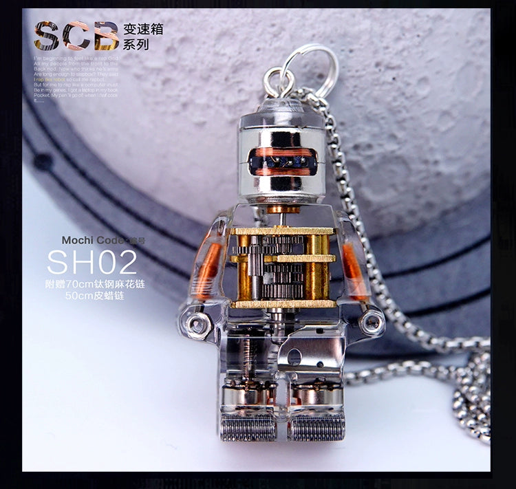 MOCHI steampunk robot pendant mechanical minifigure necklace