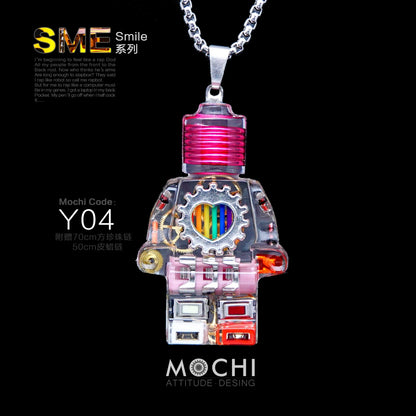 MOCHI steampunk robot pendant mechanical minifigure necklace