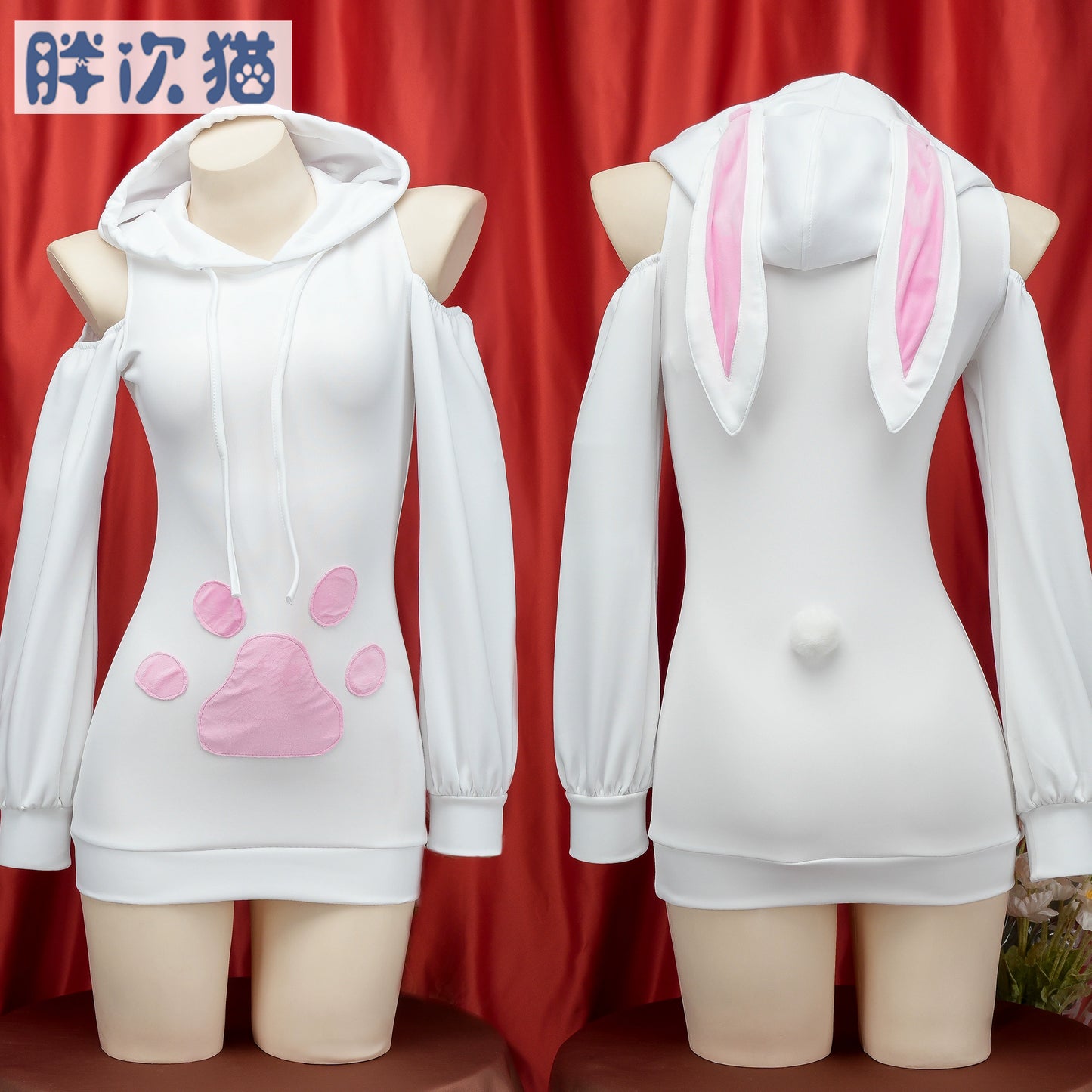 Cat claw hooded sweater, daily plush loungewear pajamas bunny pullover spring and autumn hoodie jacket