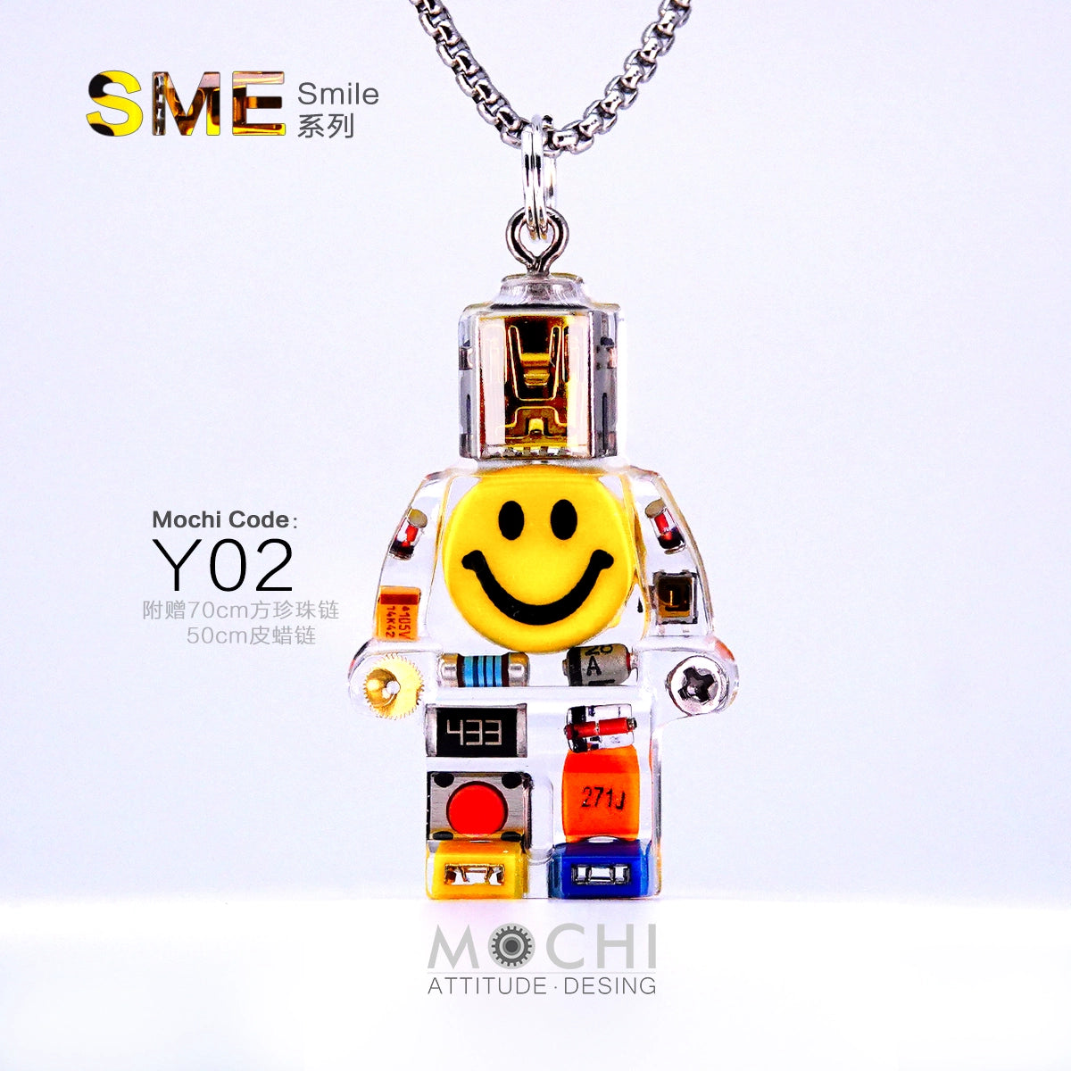 MOCHI steampunk robot pendant mechanical minifigure necklace