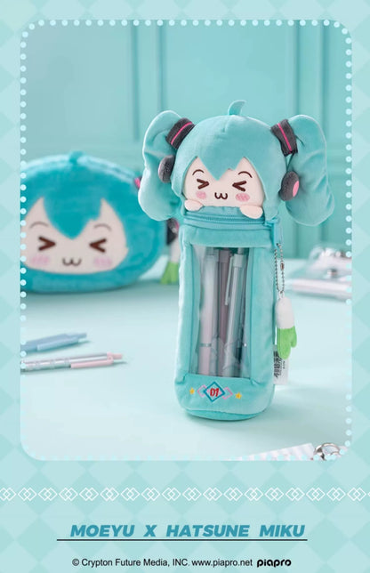 Moeyu Hatsune Miku Squinting Eyes Series Plush Pen Holder Cute, Plush Pen Case Stationery Box