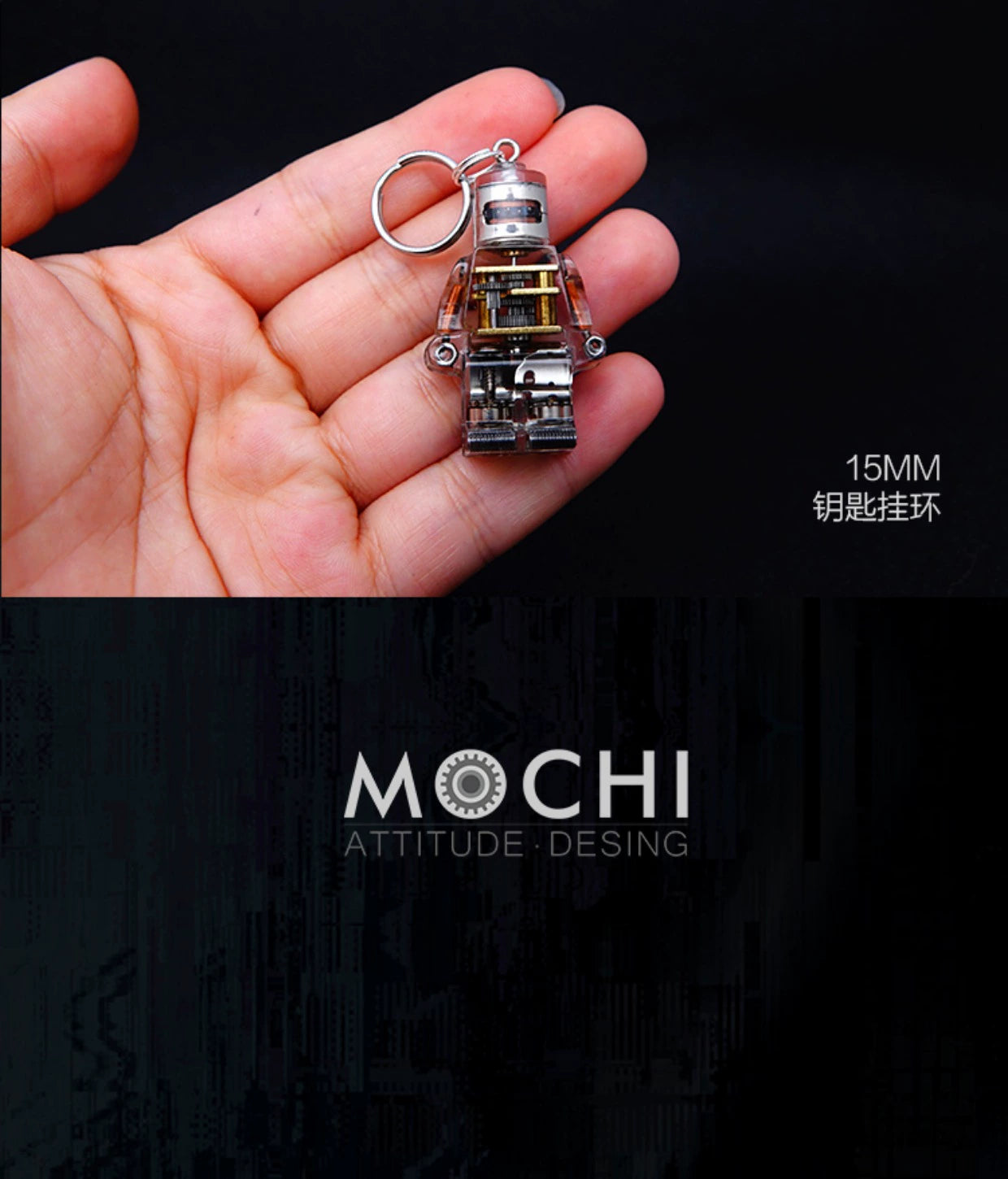 MOCHI steampunk robot pendant mechanical minifigure necklace