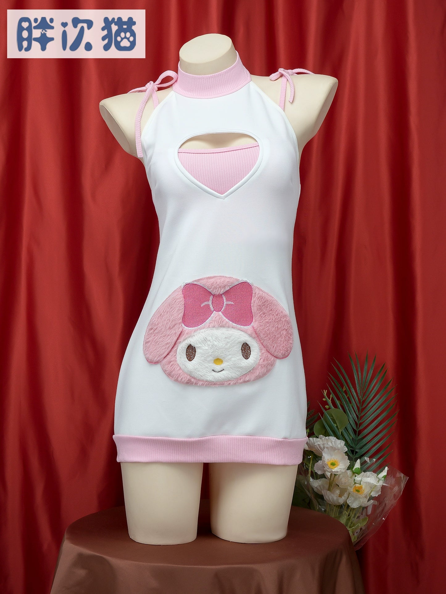 My Melody embroidered sweater, cute neck pajamas, hip pajamas, dresses, two-piece loungewear