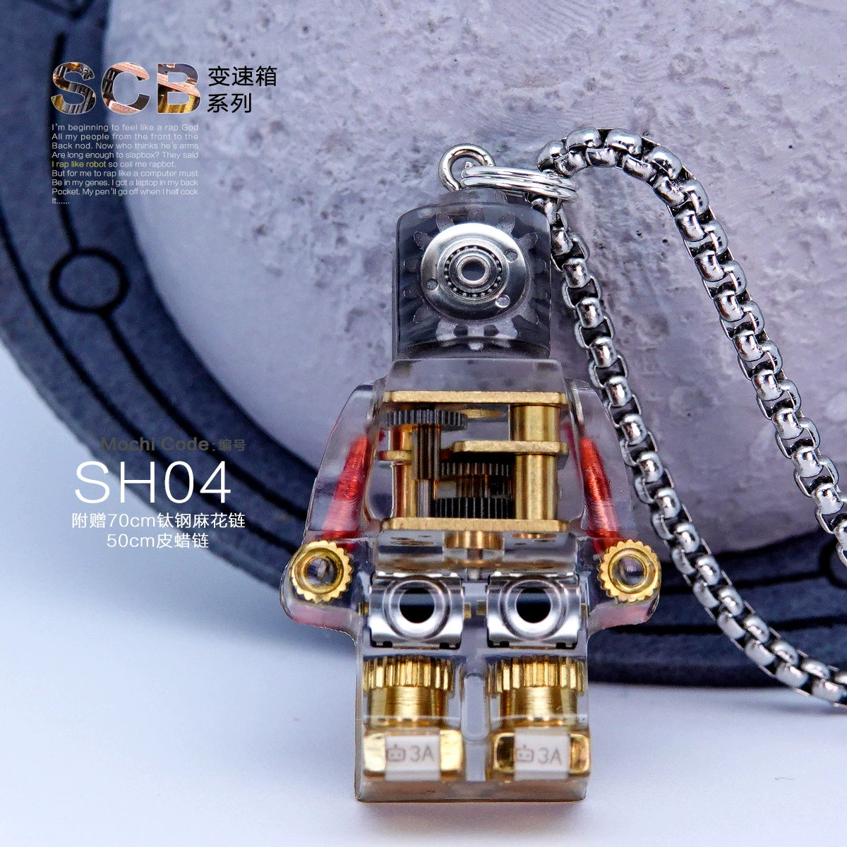 MOCHI steampunk robot pendant mechanical minifigure necklace