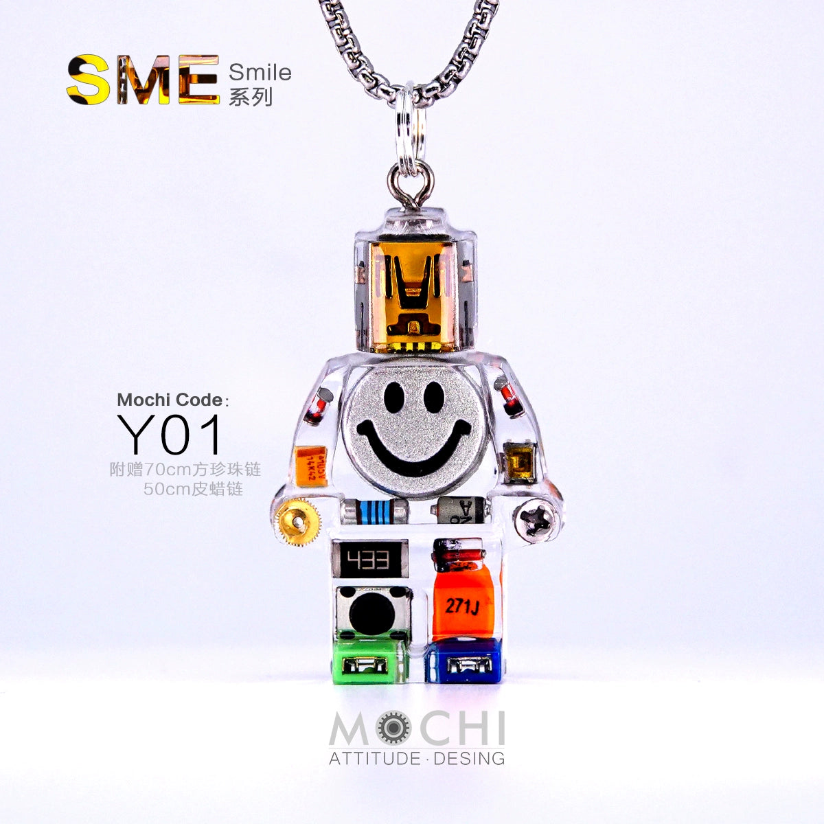 MOCHI steampunk robot pendant mechanical minifigure necklace