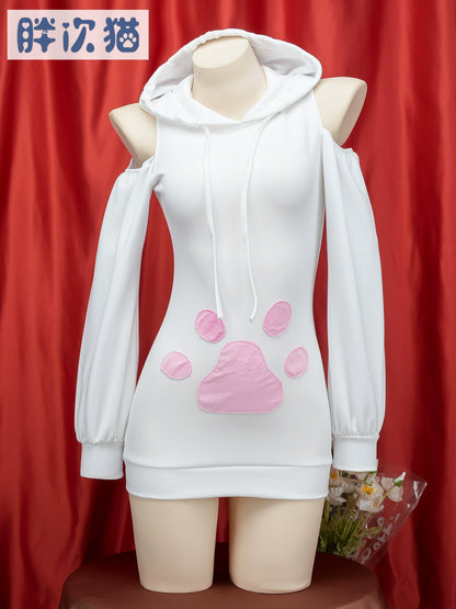 Cat claw hooded sweater, daily plush loungewear pajamas bunny pullover spring and autumn hoodie jacket