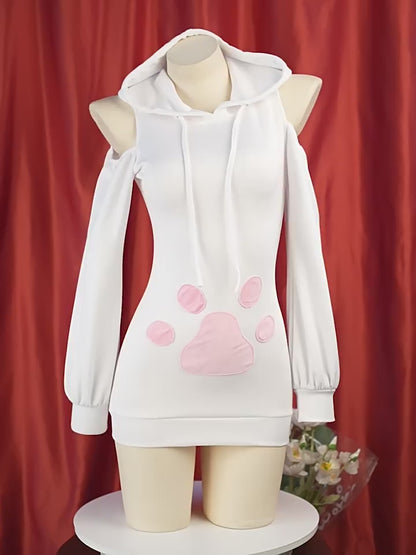 Cat claw hooded sweater, daily plush loungewear pajamas bunny pullover spring and autumn hoodie jacket