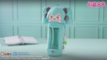 Moeyu Hatsune Miku Squinting Eyes Series Plush Pen Holder Cute, Plush Pen Case Stationery Box